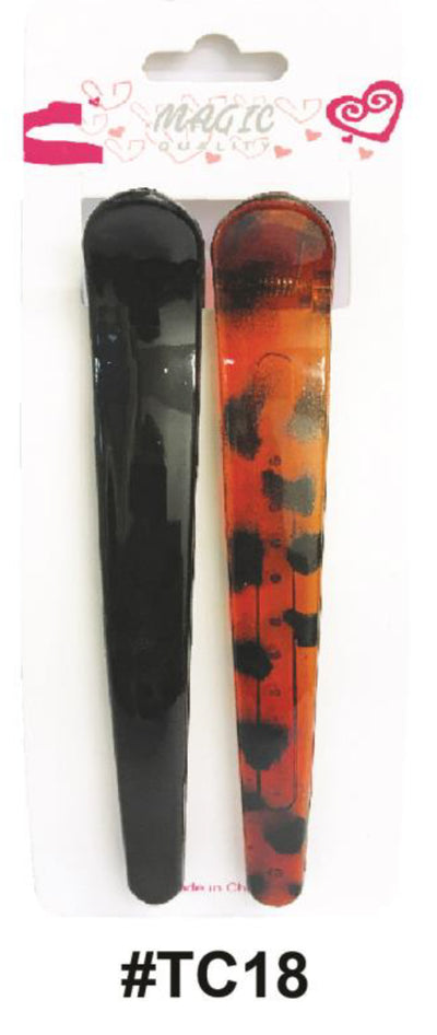 Magic Collection, Hair Claw Clips 2 Pcs Pack, #TC18, Black and Tortoiseshell
