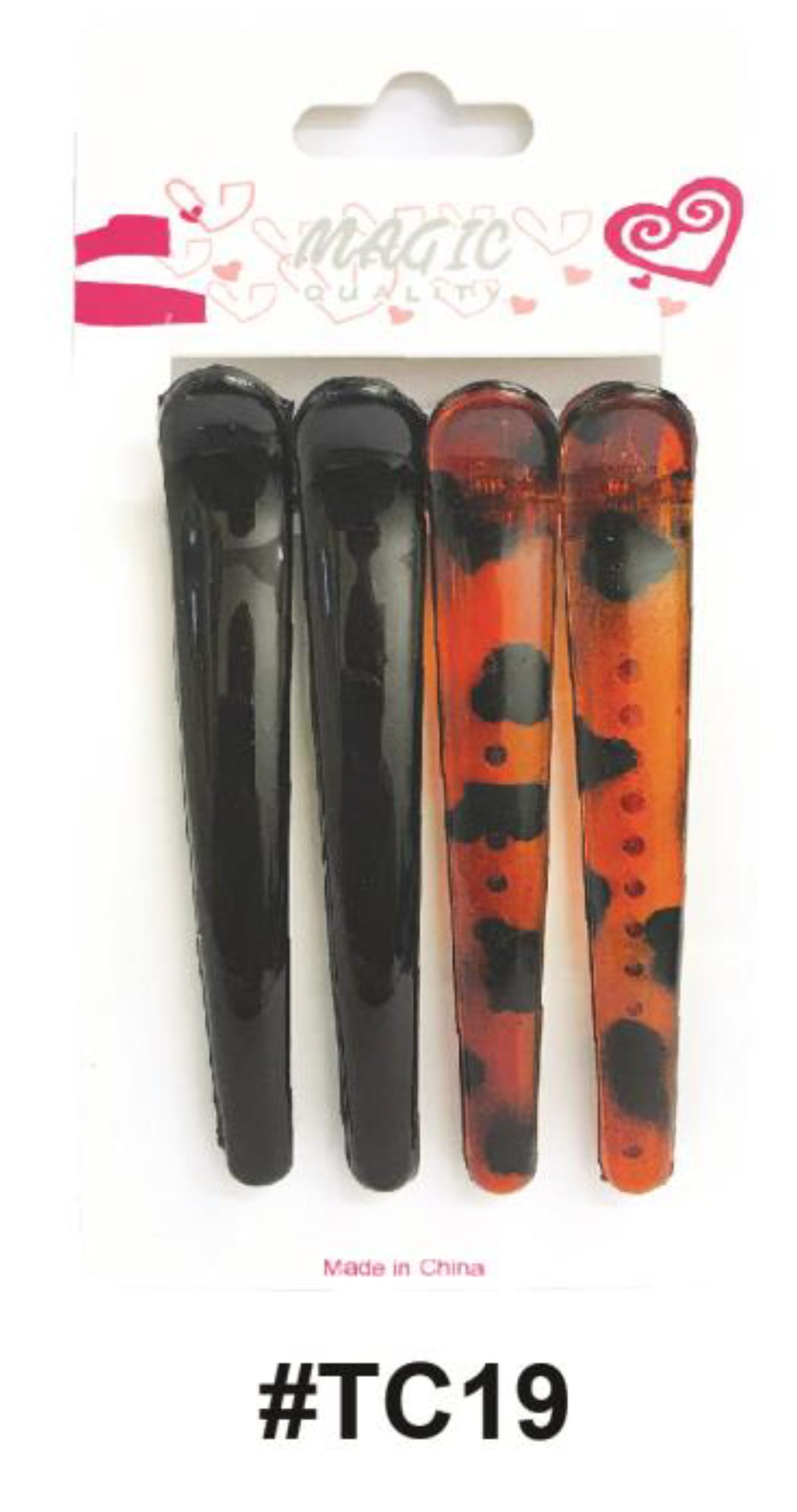 Magic Collection, Hair Claw Clips 4 Pcs Pack, #TC19, Black and Tortoiseshell
