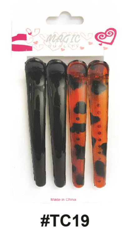 Magic Collection, Hair Claw Clips 4 Pcs Pack, #TC19, Black and Tortoiseshell