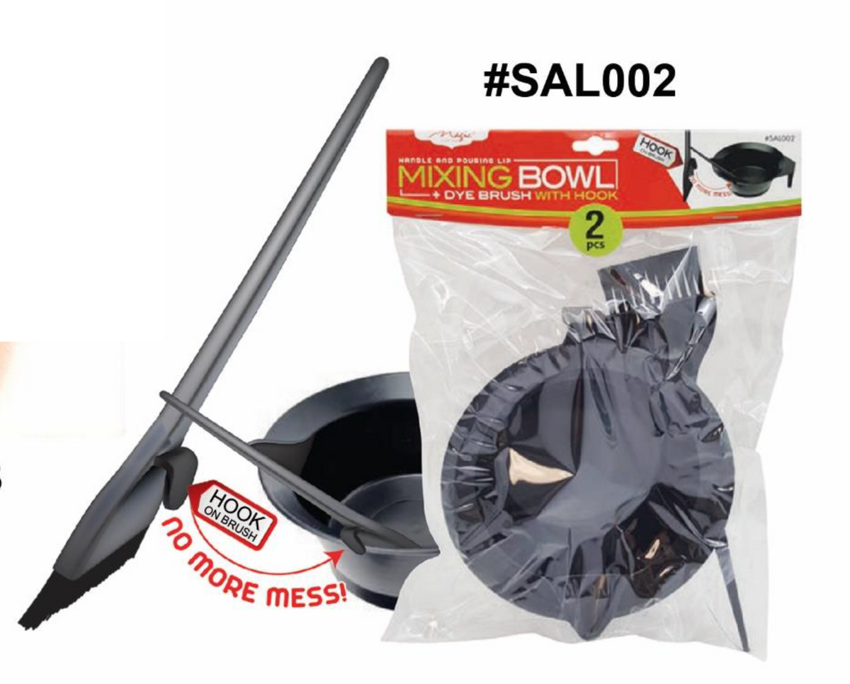 Magic Collection, Mixing Bowl with Dye Brush and Hook, 2-Piece Set, #SAL002, Black