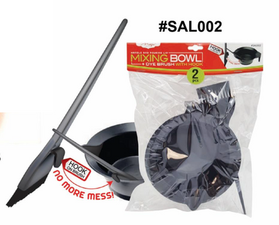 Magic Collection, Mixing Bowl with Dye Brush and Hook, 2-Piece Set, #SAL002, Black