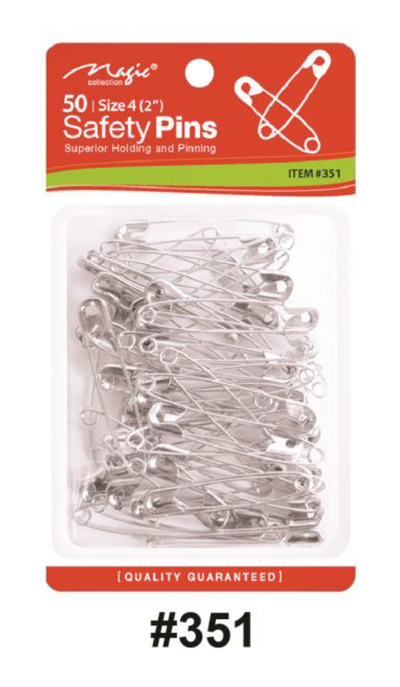Magic Collection, Safety Pins Size 4 (2 Inch) 50-Pack, #351, Silver