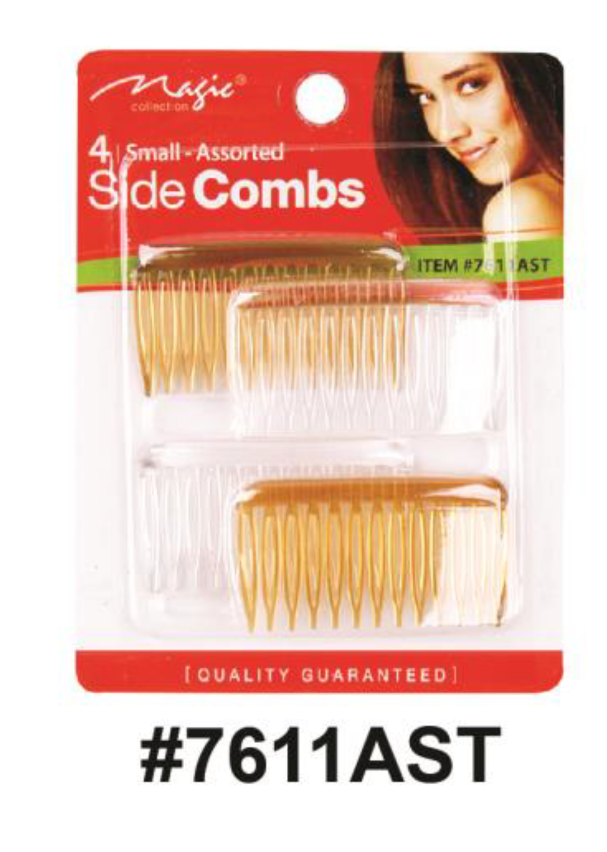 Magic Collection, Small Side Combs 4-Pack, #7611AST, Assorted Colors
