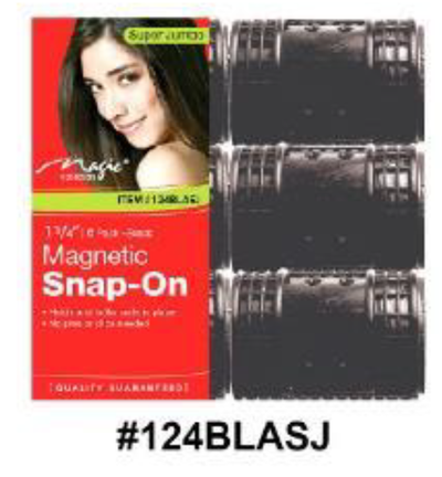 Magic Collection, Snap-Around Rollers, Medium, Black, #124