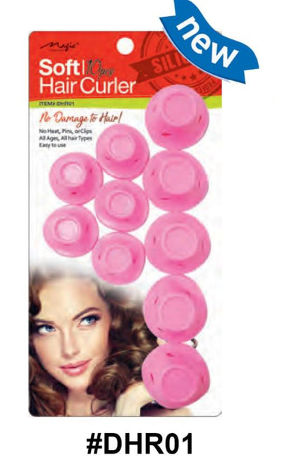 "Magic Collection Soft Hair Curlers, #DHR01, Pink, 10 Pieces"