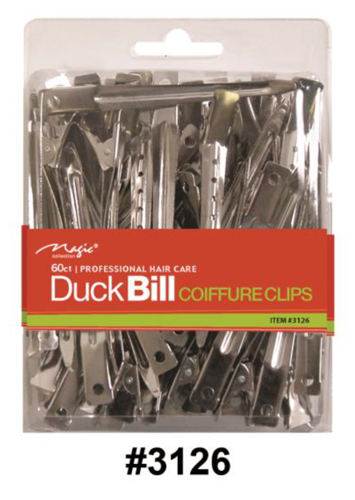 "Magic, Duck Bill Coiffure Clips, #3126, 60 Ct - Professional Metal Hair Clips"