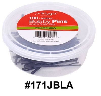 "Magic, Jumbo Bobby Pins, #171JBLA, Black - Pack of 100"