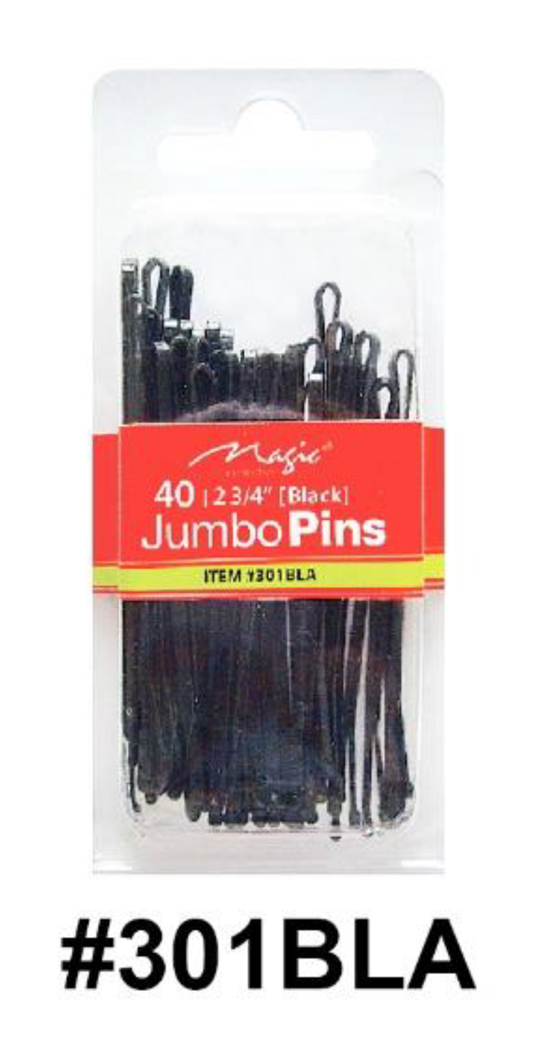 "Magic, Jumbo Pins, #301BLA, Black - Pack of 40"