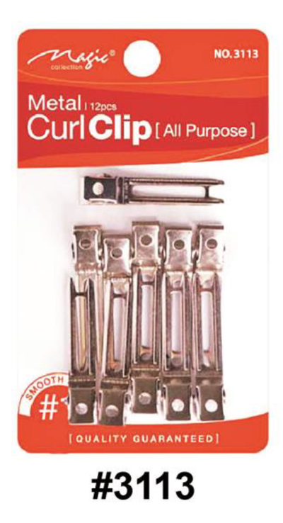"Magic, Metal Curl Clip (All Purpose), #3113, 12 Pcs - Durable and Smooth Finish Hair Clips"
