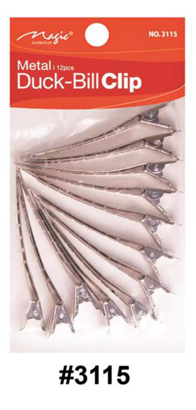 "Magic, Metal Duck-Bill Clip, #3115, 12 Pcs - Professional-Grade Hair Styling Clips"