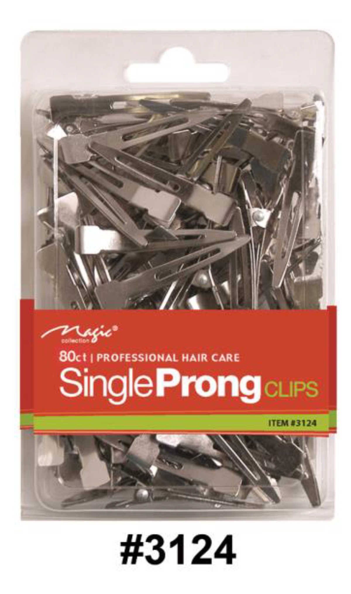"Magic, Single Prong Clips, #3124, 80 Ct - Professional Metal Hair Clips"