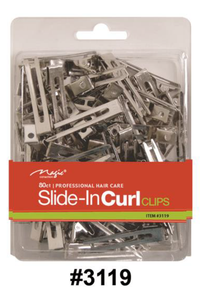 "Magic, Slide-In Curl Clips, #3119, 80 Ct - Professional Curl Setting Clips"