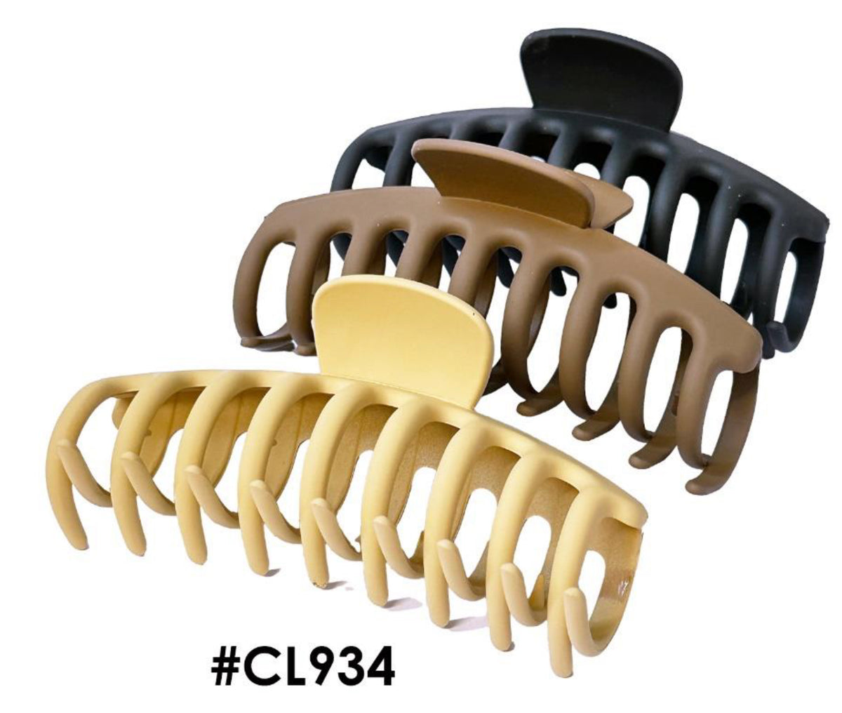"Matte Neutral Hair Claw Clamps, 3-Pack, #CL934."