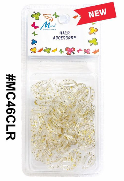 "Murry Collection Clear Glitter Cowrie Shell Hair Beads, #MC46CLR, Transparent with Gold Glitter for hairstyling and braiding."