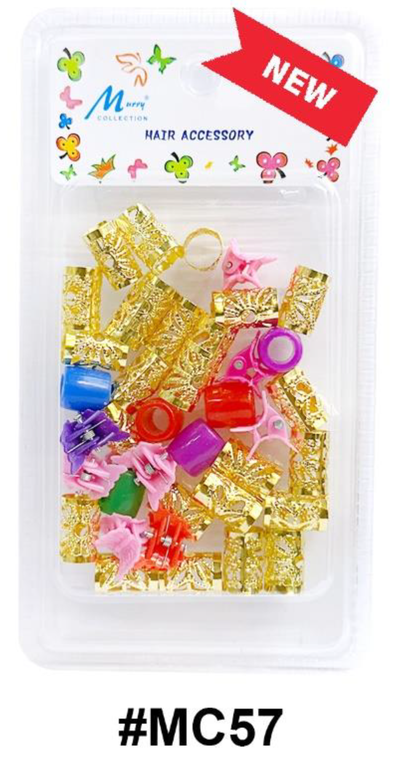 Murry Collection, Colorful Hair Clips and Gold-colored Hair Wraps, #MC57