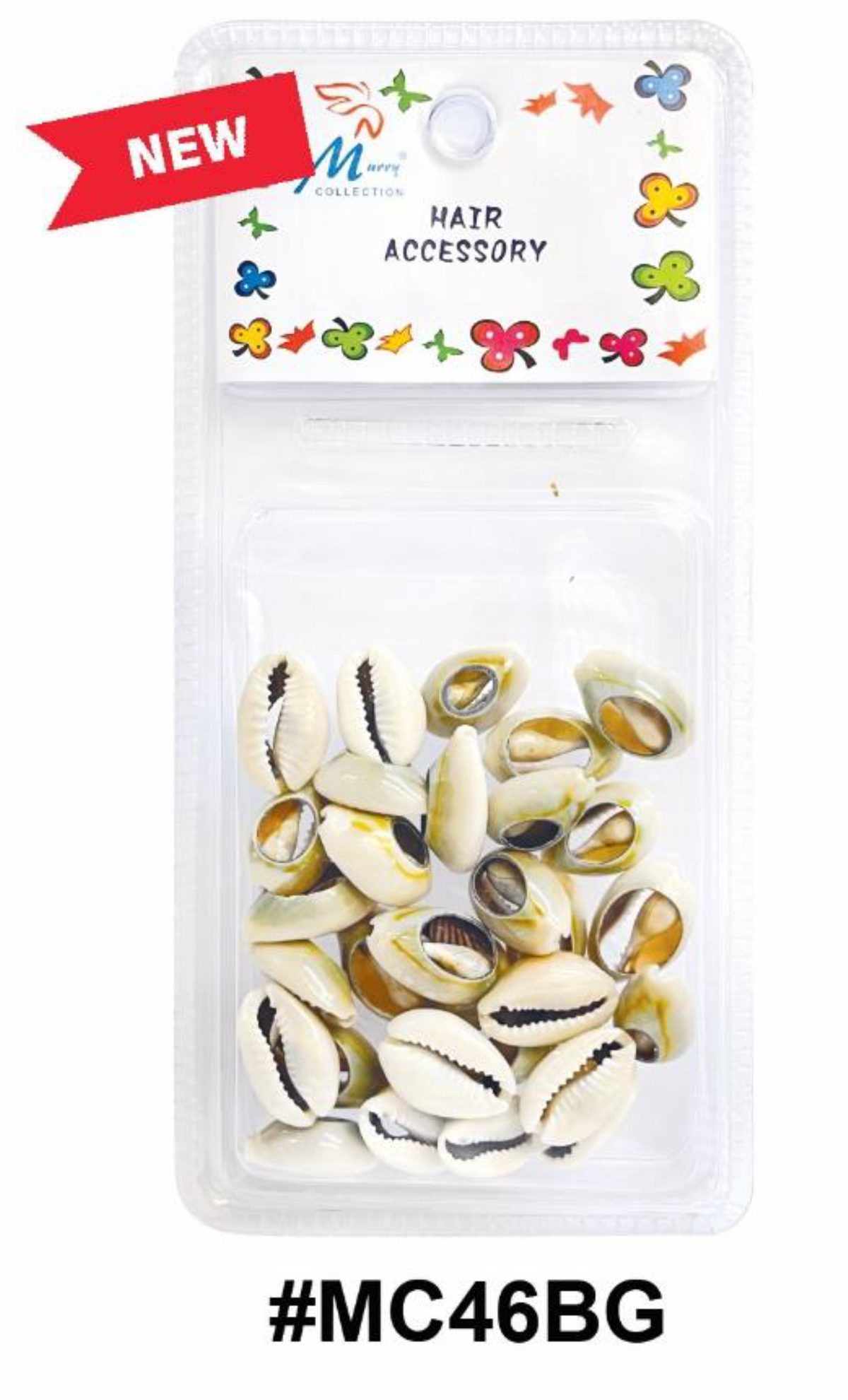 "Murry Collection Cowrie Shell Hair Beads, #MC46BG, natural finish for braiding and hairstyling."