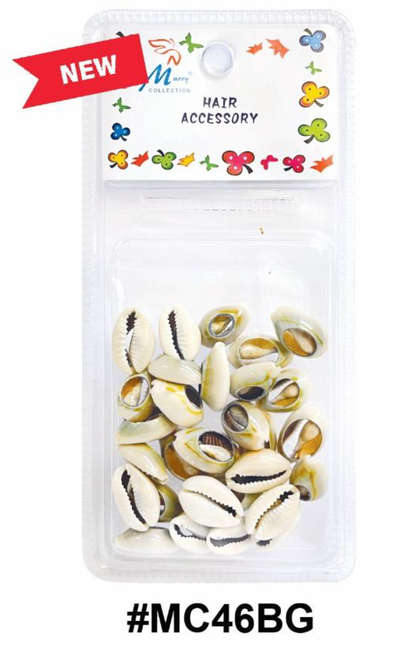 "Murry Collection Cowrie Shell Hair Beads, #MC46BG, natural finish for braiding and hairstyling."