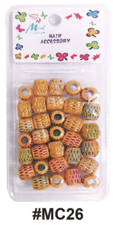 "Murry Collection Decorative Hair Beads with Multicolor Accents, #MC26, Stylish beads for braids and twists."