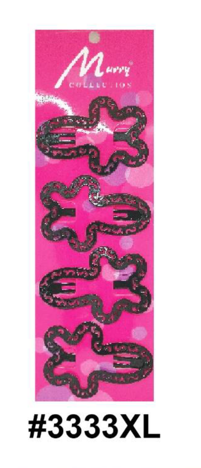 Murry Collection | Glitter Decorative Hair Clips | #3333XL | Black