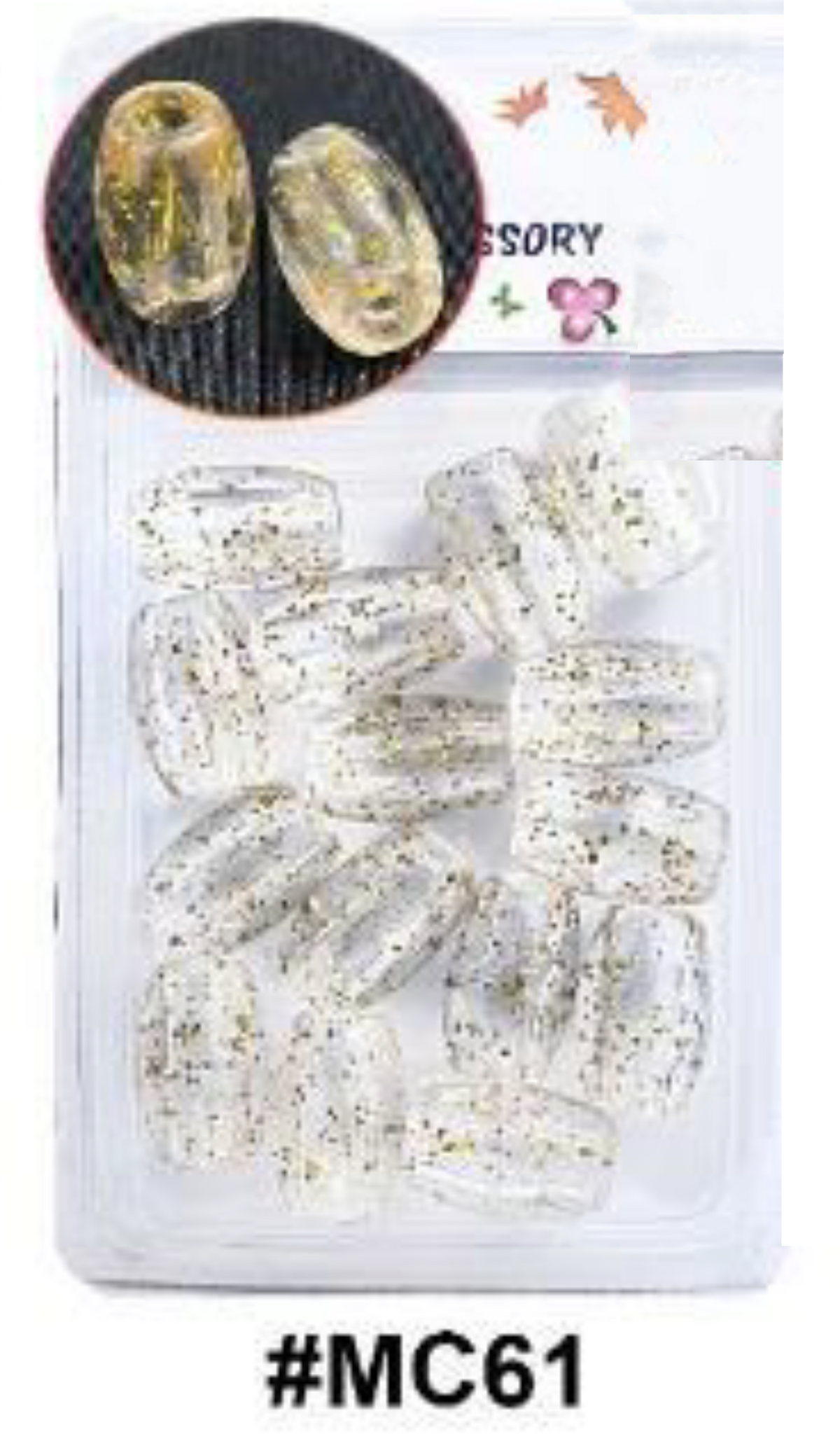 Murry Collection Glitter Gold Tube Hair Beads, #MC61.