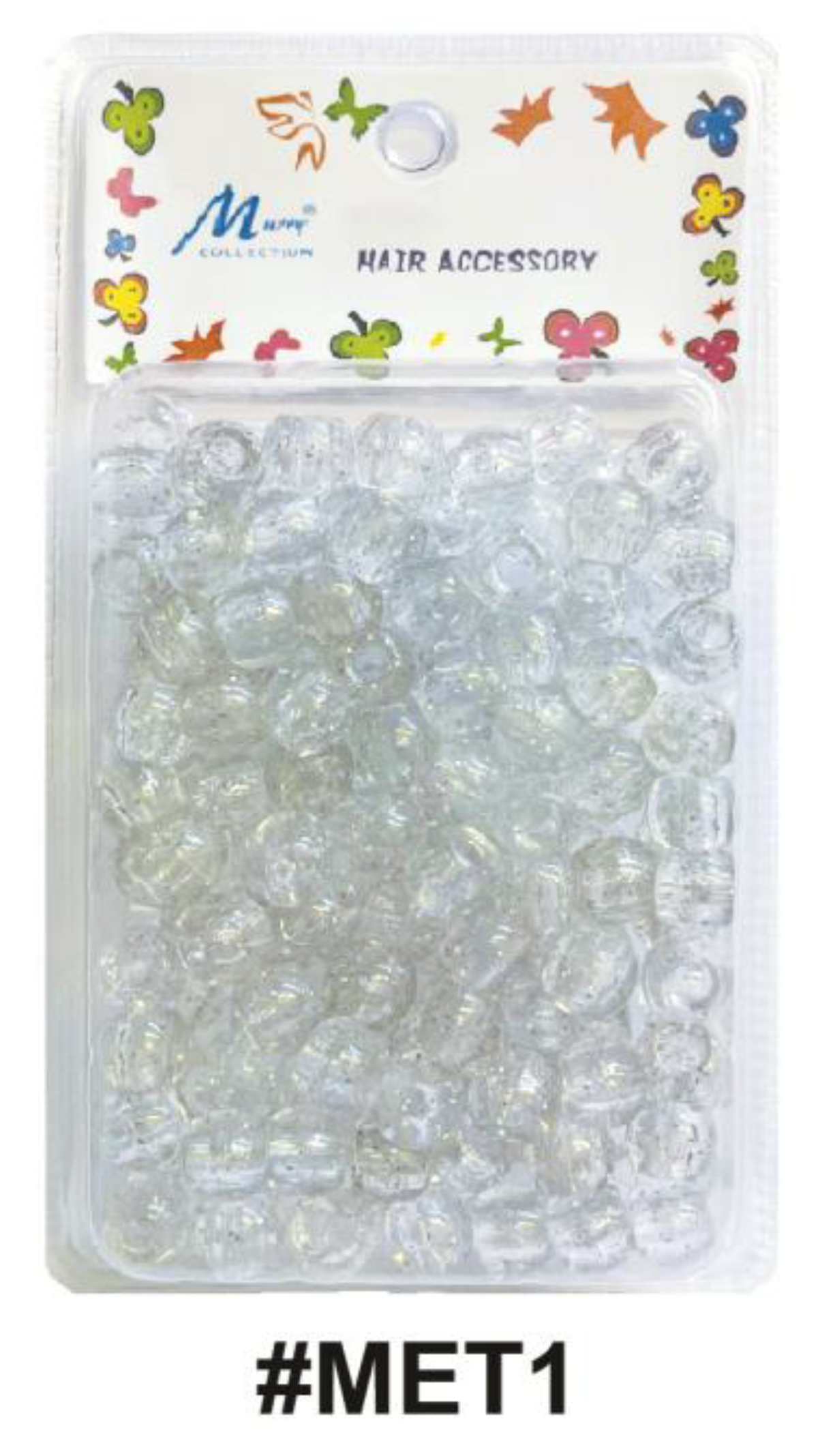 Murry Collection, Glitter Hair Beads, #MET1, Clear Glitter