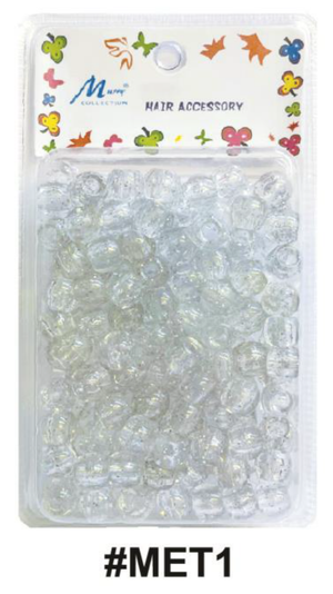 Murry Collection, Glitter Hair Beads, #MET1, Clear Glitter