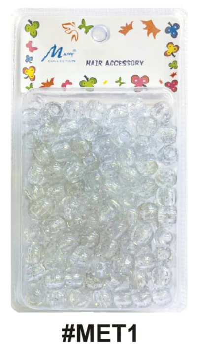 Murry Collection, Glitter Hair Beads, #MET1, Clear Glitter