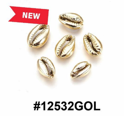 "Murry Collection Gold Cowrie Shell Hair Beads, #12532GOL, Metallic Gold for hairstyling and braiding."