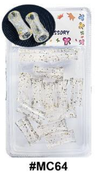 Murry Collection Gold Glitter Hourglass Hair Beads, #MC64, emphasizing the intricate glitter detail and shape.