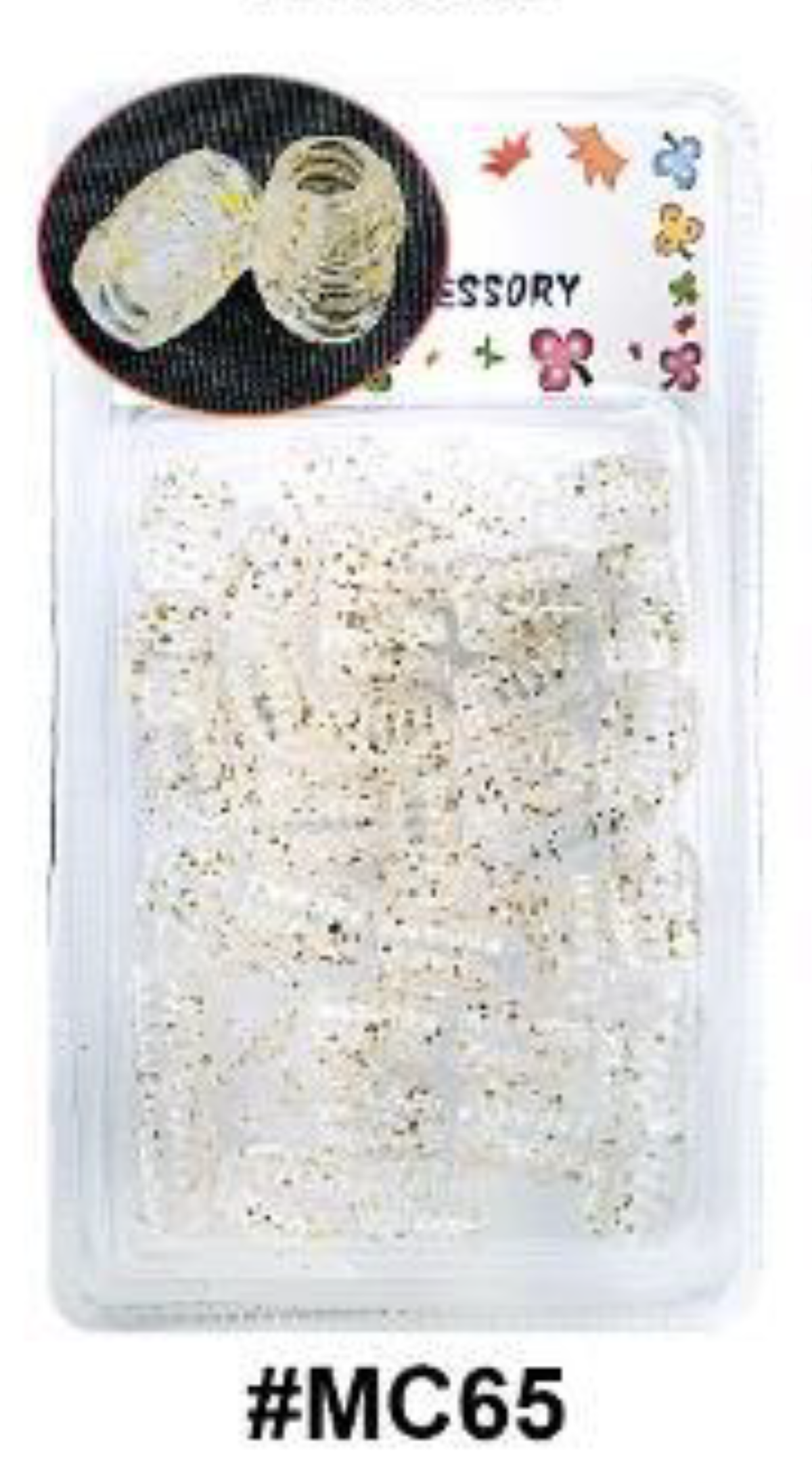 Murry Collection Gold Glitter Spiral Hair Beads, #MC65, emphasizing its intricate spiral design and glitter details.
