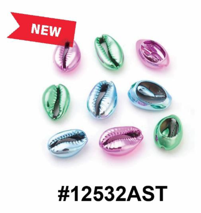 "Murry Collection Metallic Cowrie Shell Hair Beads, #12532AST, Assorted Colors for styling and accessorizing."