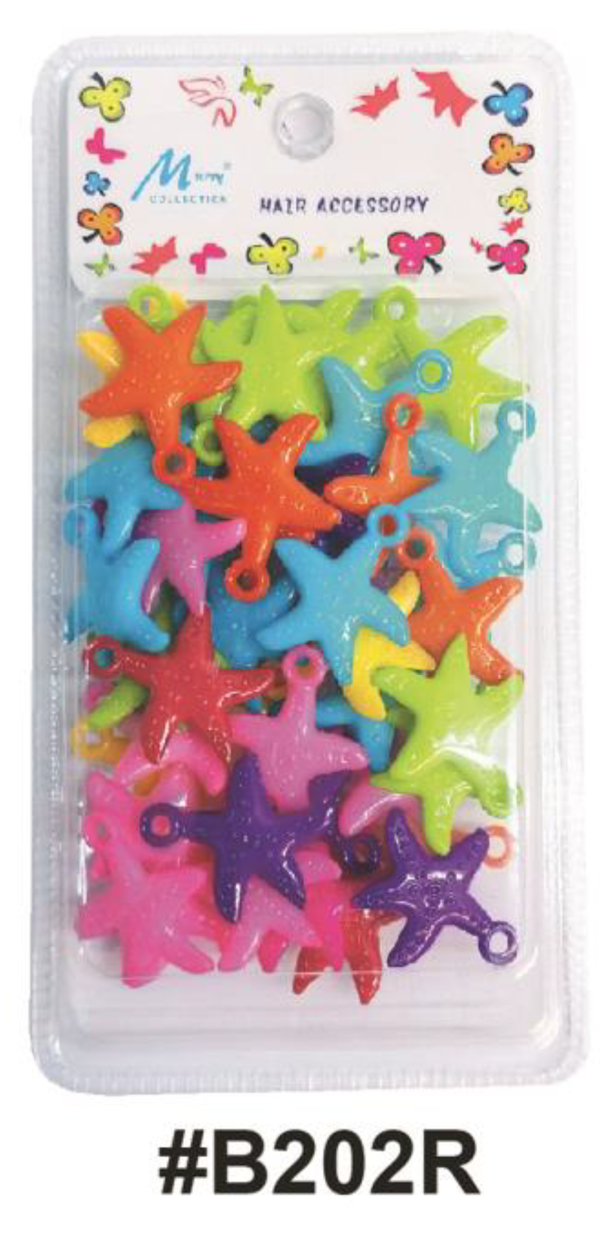 "Murry Collection Multicolor Starfish Decorative Hair Beads, #B202R, Fun and playful hair accessory."