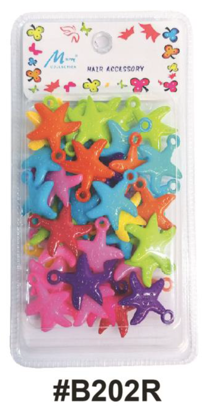 "Murry Collection Multicolor Starfish Decorative Hair Beads, #B202R, Fun and playful hair accessory."