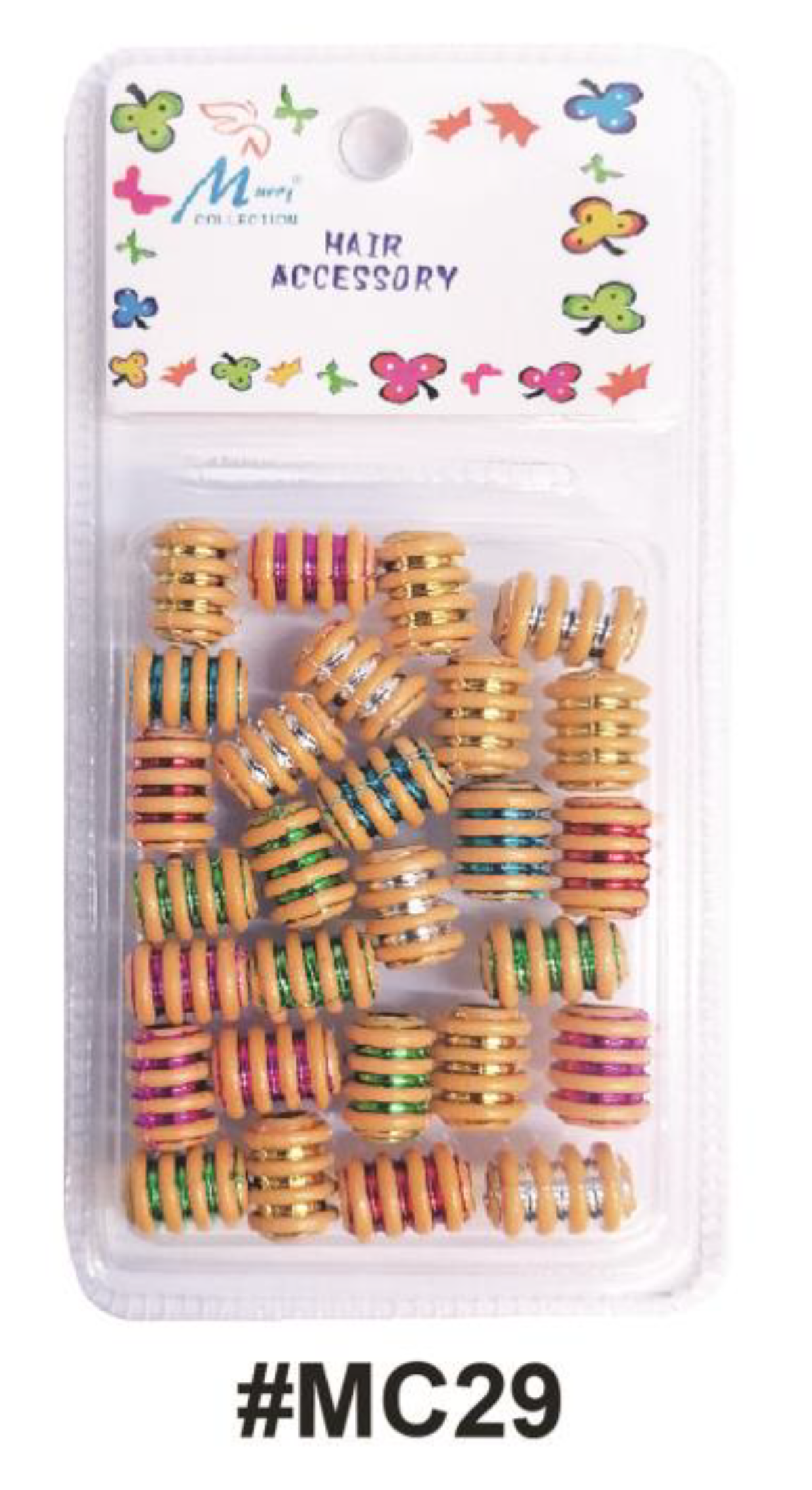 "Murry Collection Multicolor Striped Hair Beads, #MC29, Colorful hair accessory for braids and twists."