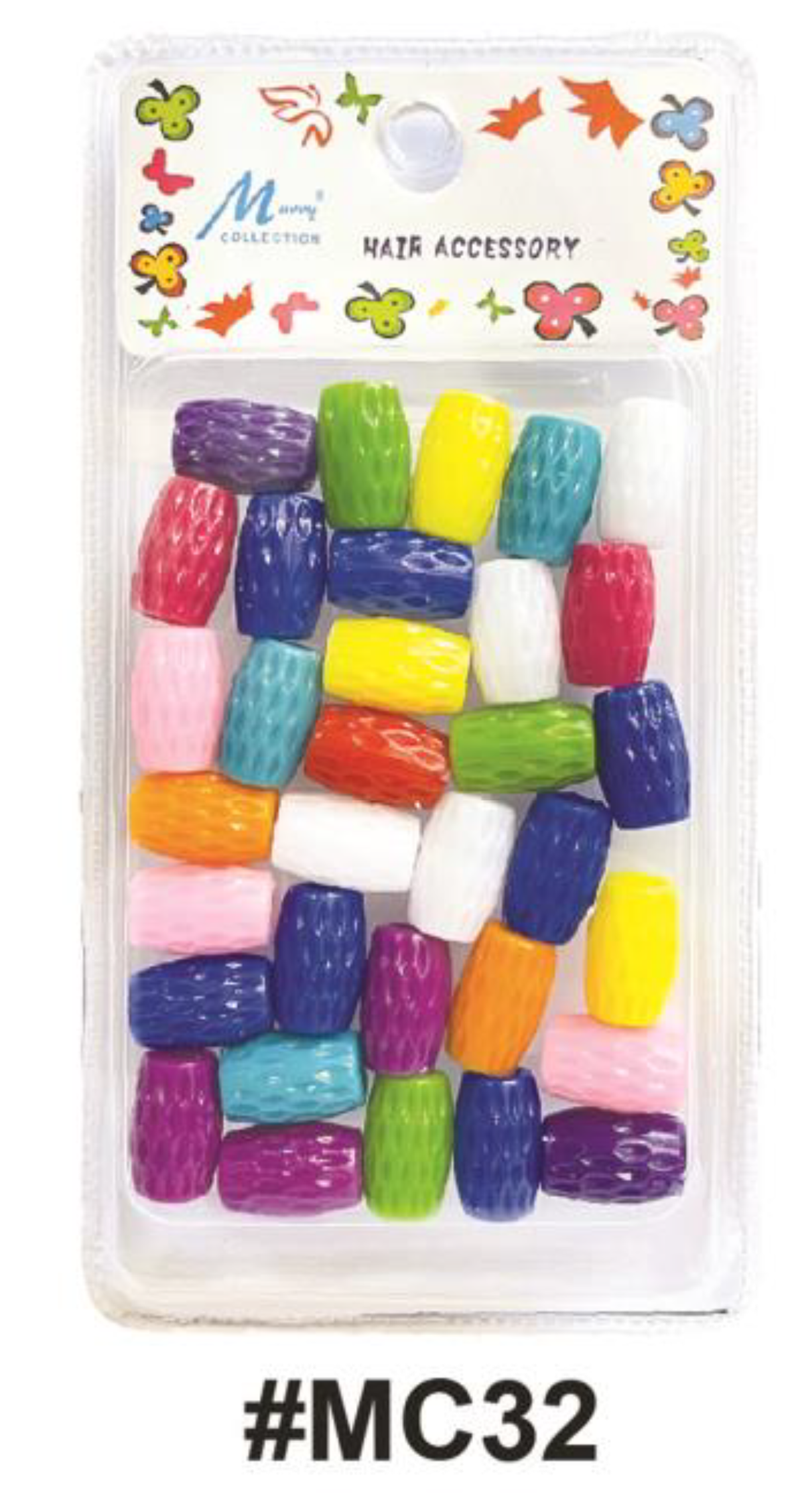 "Murry Collection Multicolor Textured Hair Beads, #MC32, Colorful and fun hair accessory."