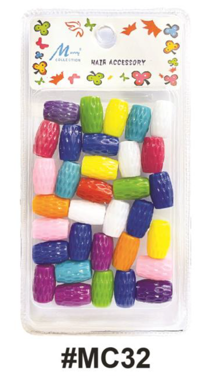 "Murry Collection Multicolor Textured Hair Beads, #MC32, Colorful and fun hair accessory."
