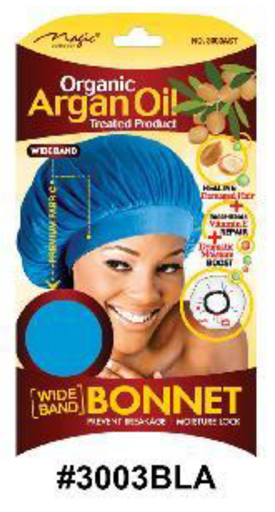 "Organic Argan Oil Wide Band Bonnet - Assorted Colors (#3003AST) - Nourishing Argan Oil Treatment for Hair."