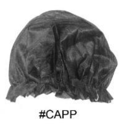 "Premium Black Shower Cap (#CAPP) - Water-Resistant Material with Elastic Band for a Secure Fit."