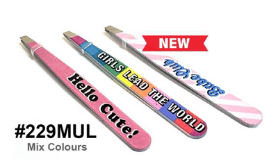 "Printed Slant Tweezers, Colorful Pattern Designs, Precision Grooming Tool, #229MUL"