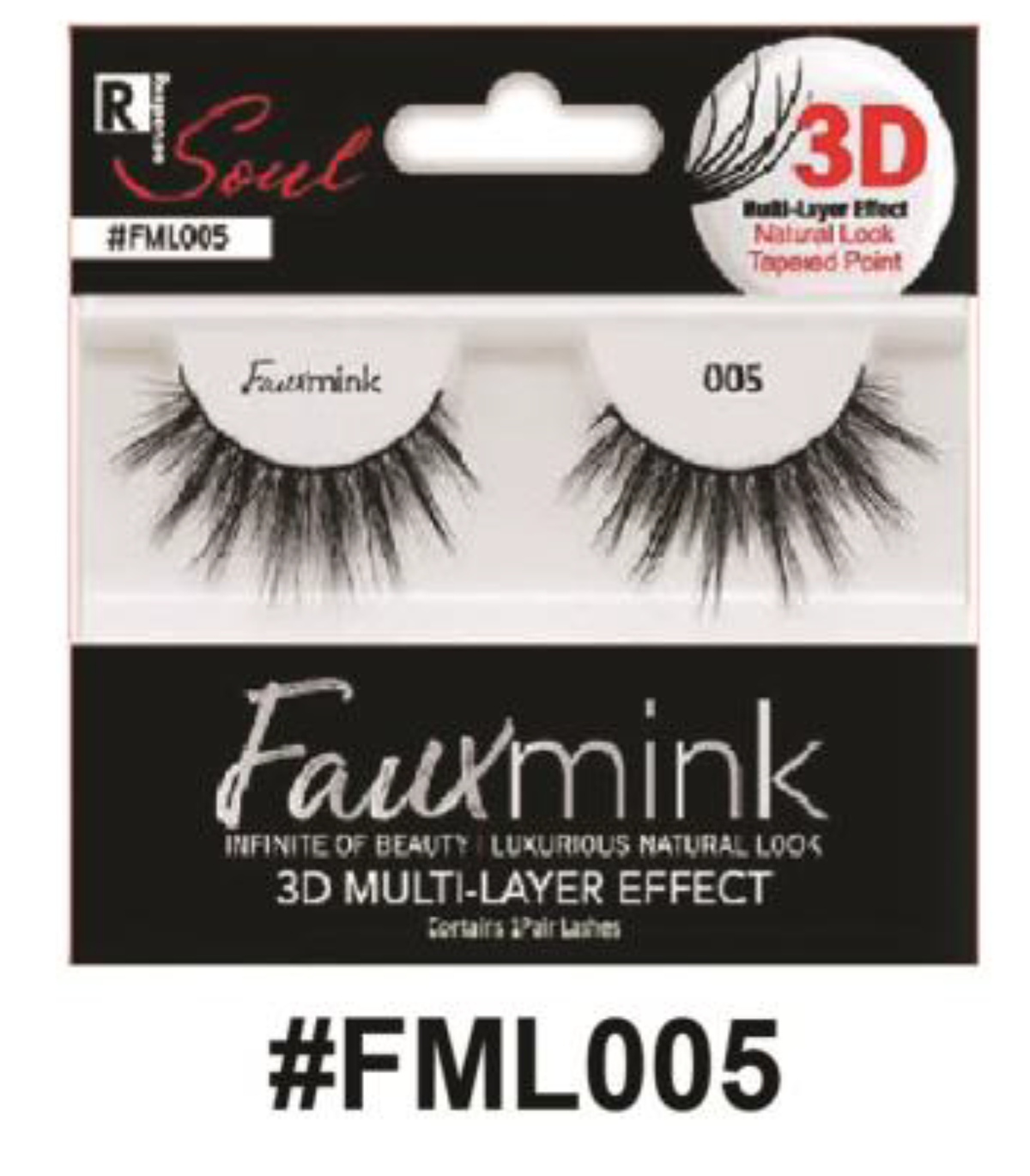 R Soul Faux Mink Lashes - #FML005
3D Multi-Layer Effect for Luxurious Drama