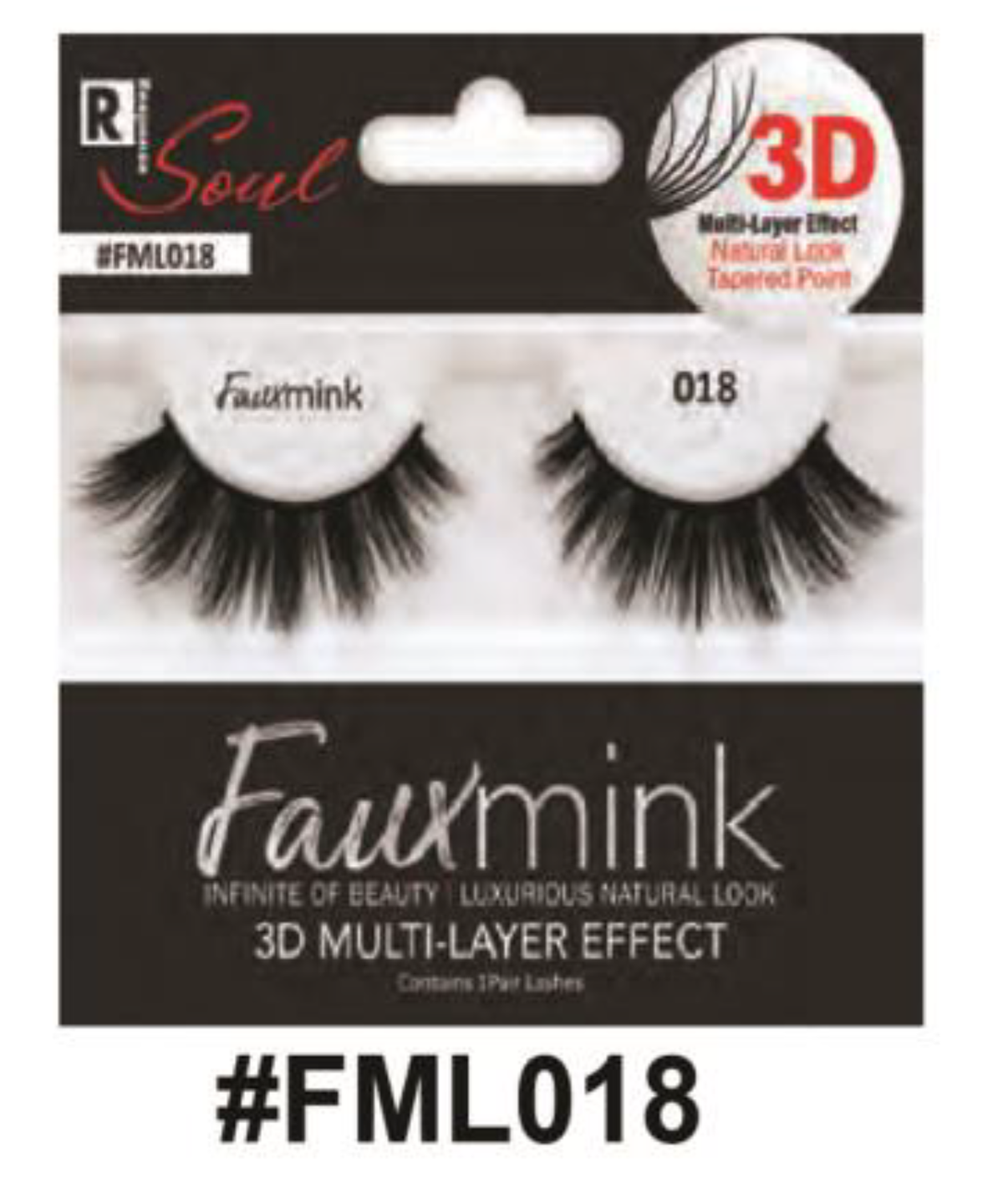 R Soul Faux Mink Lashes - #FML018, Dramatic 3D Multi-Layered Natural Beauty