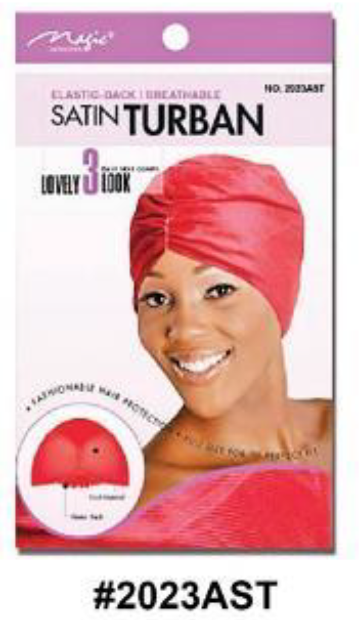 "Red Satin Turban with Elastic-Back Design for Comfort and Hair Protection - #2023AST."