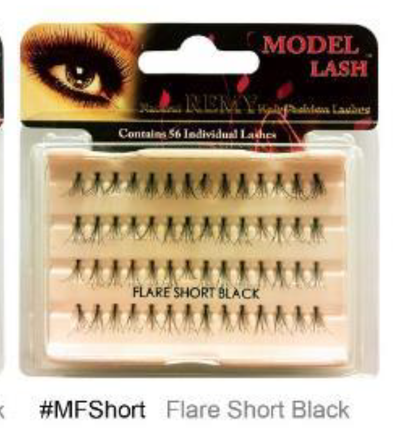 "Remy Model Lash - Flare Short Black Individual Lashes (#MFShort) - Subtle and Natural Look."