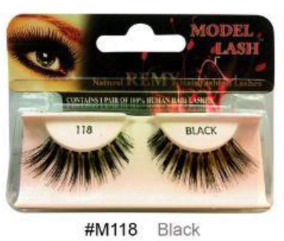"Remy Model Lash - Natural False Lashes #M118 (Black) - Bold and Dramatic Look."