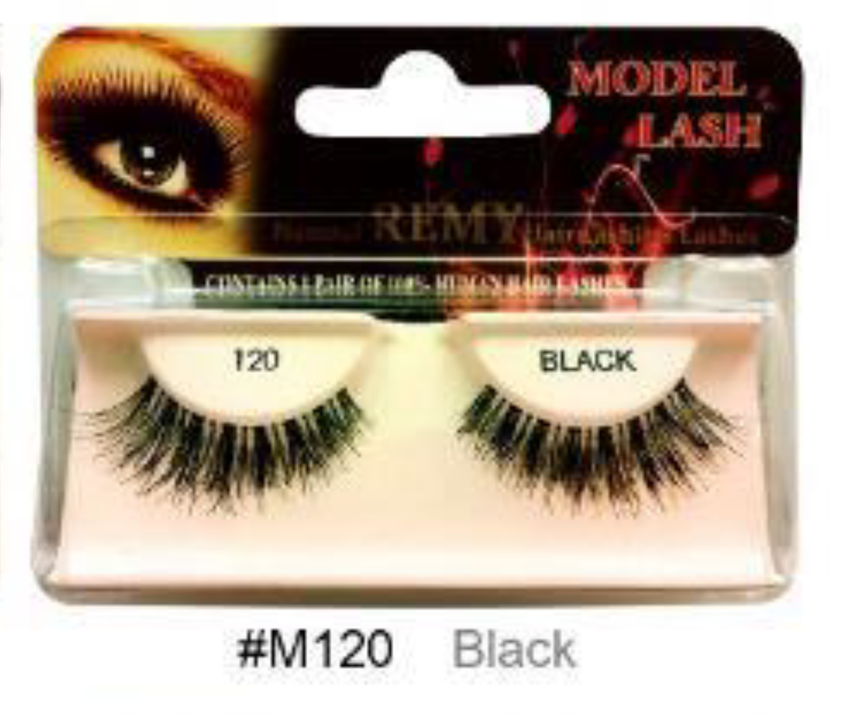 "Remy Model Lash - Natural False Lashes #M120 (Black) - Voluminous and Bold Look."

