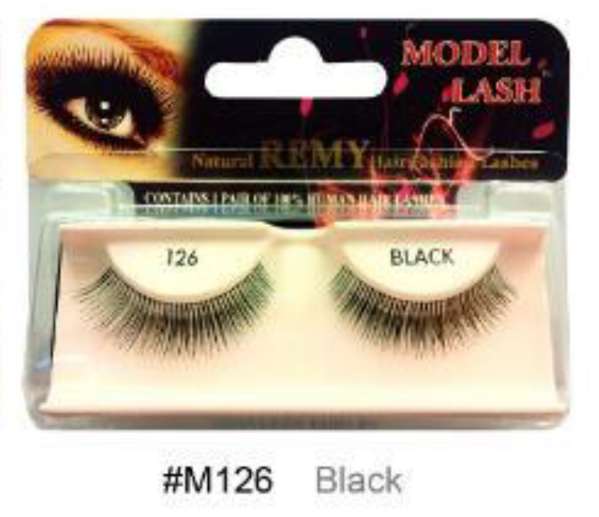 "Remy Model Lash - Natural False Lashes #M126 (Black) - Subtle and Lightweight Design."