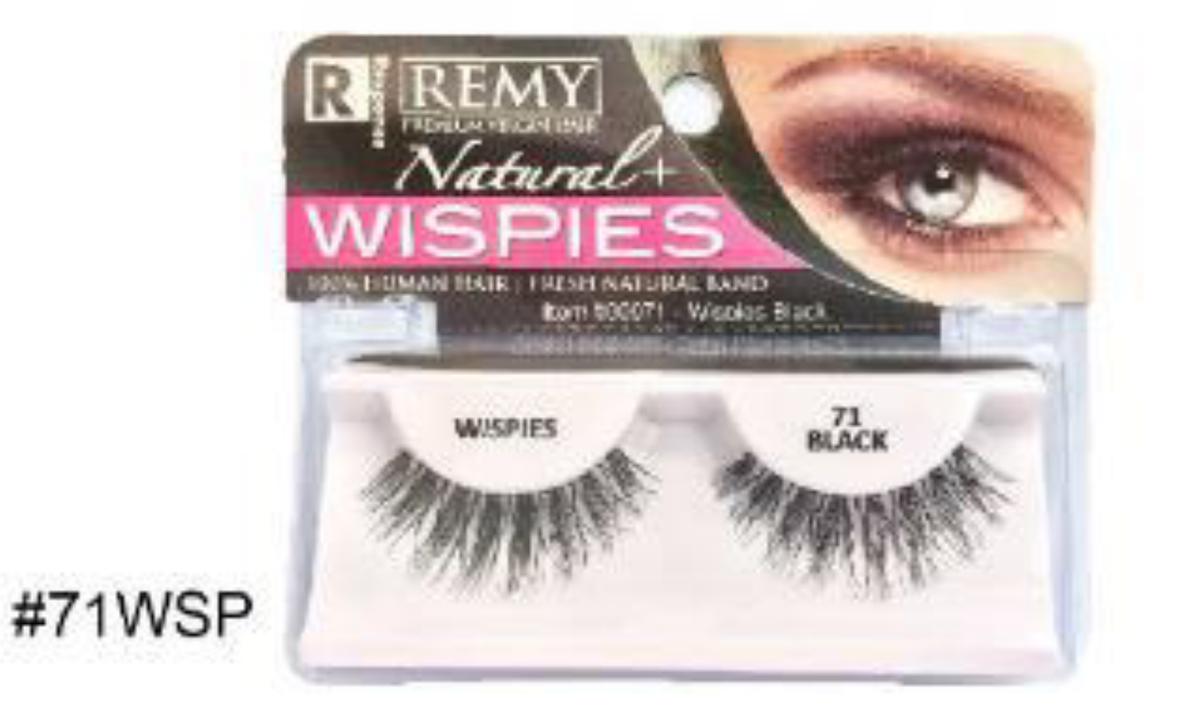 "Remy Natural False Lashes 71 Wispies Black (#71WSP) - Luxurious Remy Hair and Fluttery Style."
