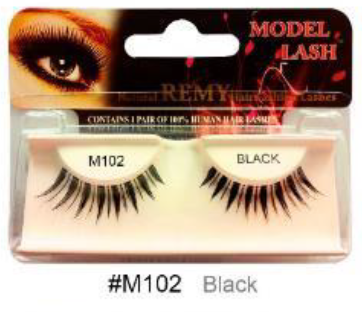 "Remy Natural False Lashes Model Lash M102 Black (#M102) - Flared and Dramatic Look."