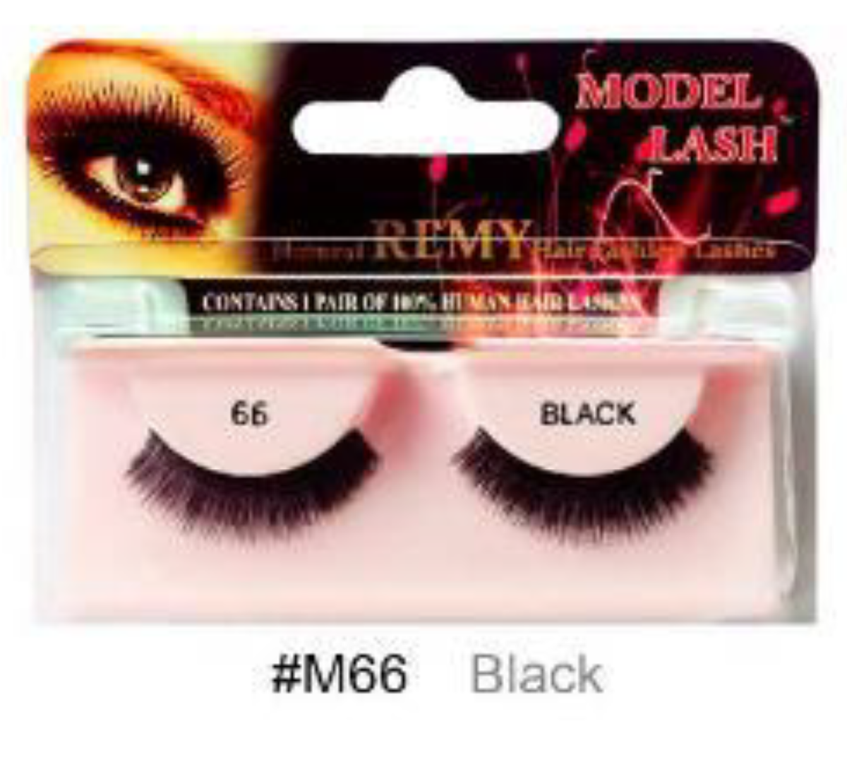 "Remy Natural False Lashes Model Lash M66 Black (#M66) - Voluminous and Textured Look."