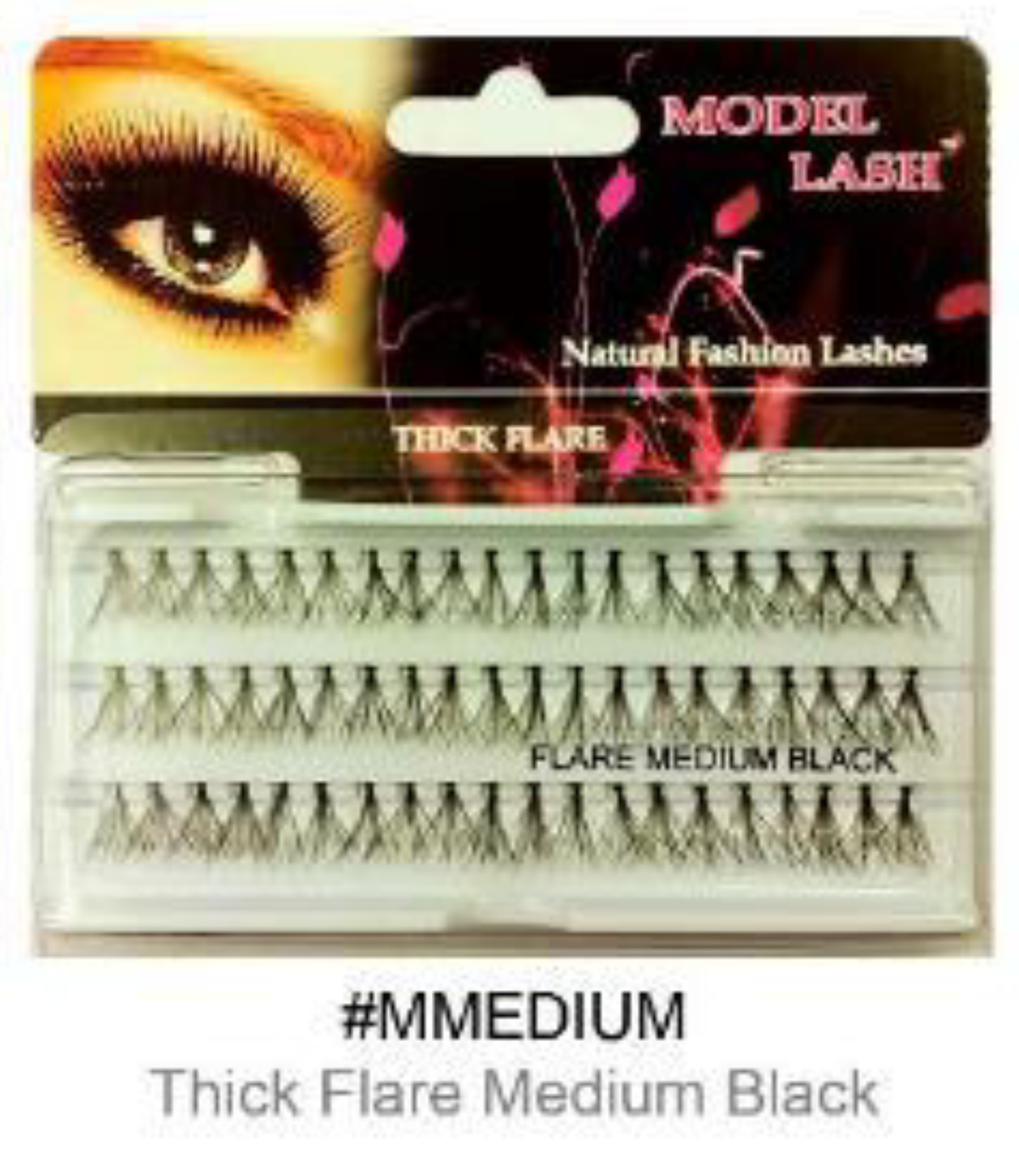 "Remy Natural Fashion False Lashes Thick Flare Medium Black (#MMEDIUM) - Balanced Volume and Length."